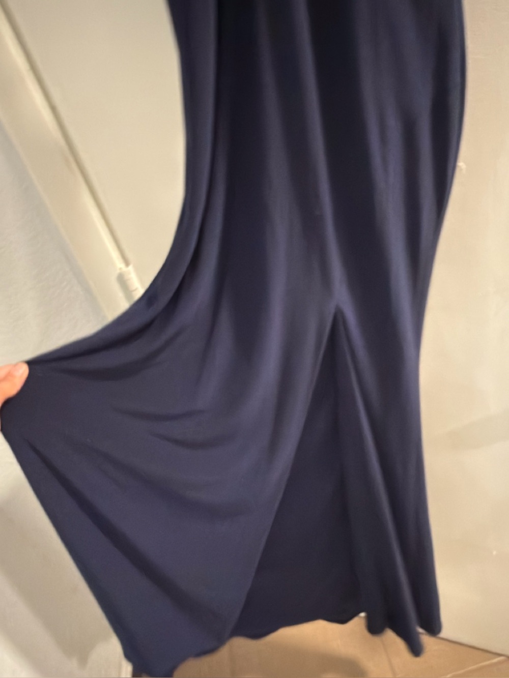 Xscape Navy Halter Maxi Dress with Rosette Neckline - Picture 2 of 7